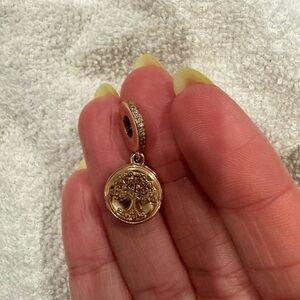 Pandora tree rose gold locket tree charm with minor tarnishing on back